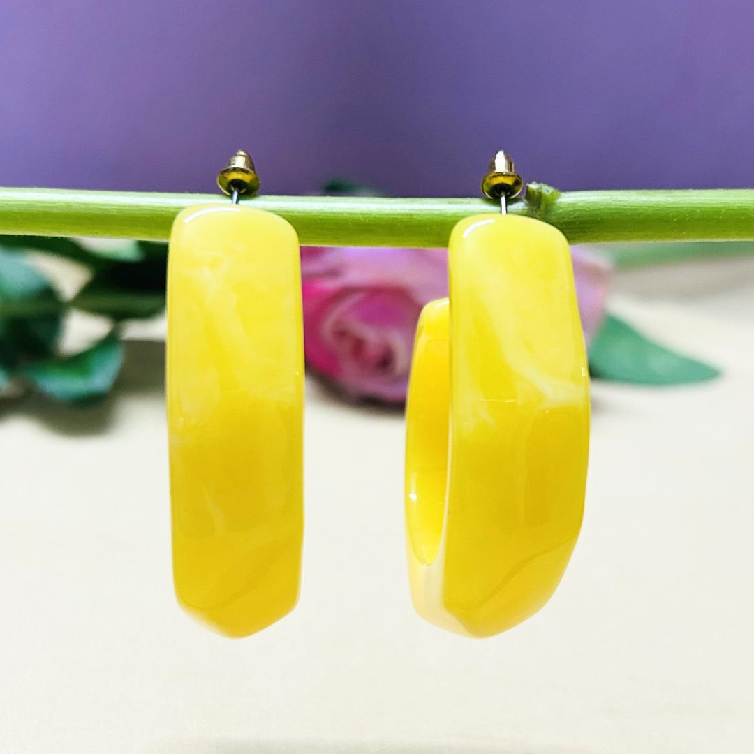 Yellow Swirl Hoop Earrings