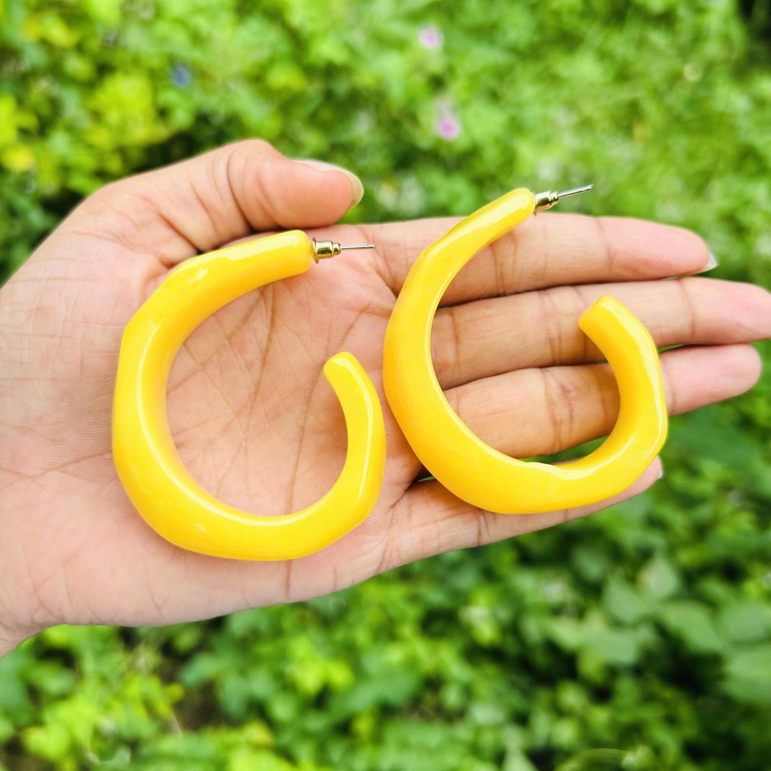 Yellow Swirl Hoop Earrings