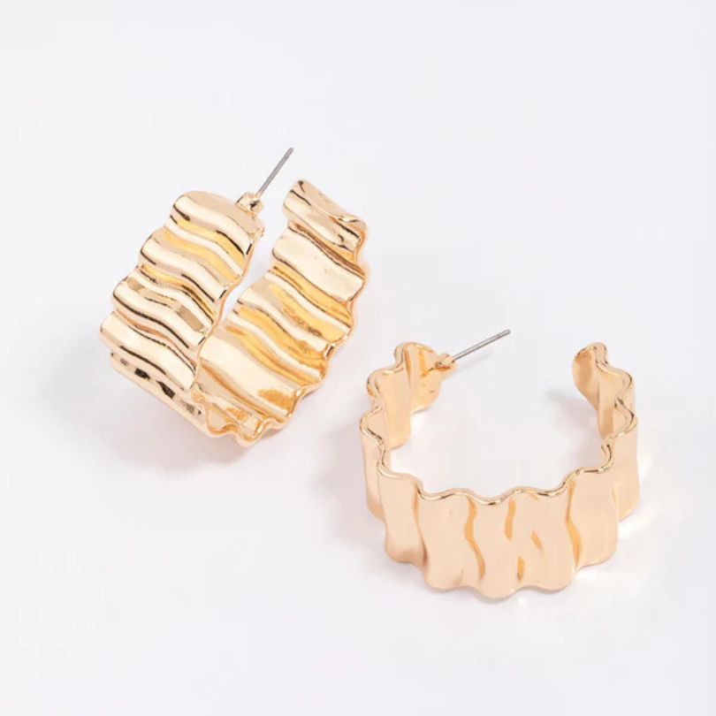 Rough Golden Hoop Earring