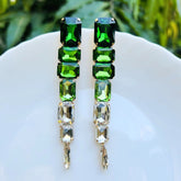 Green Rhinestone Drop Earrings