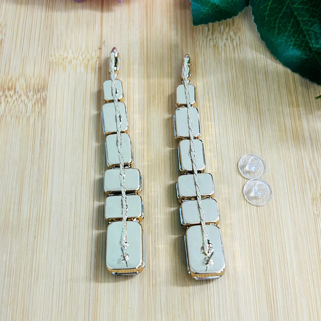 Green Rhinestone Drop Earrings