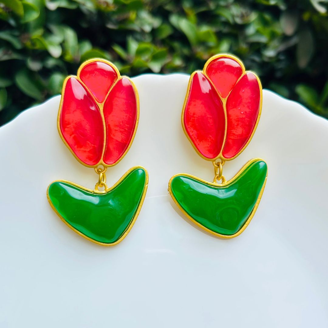 Rose Leaf Drop Earrings