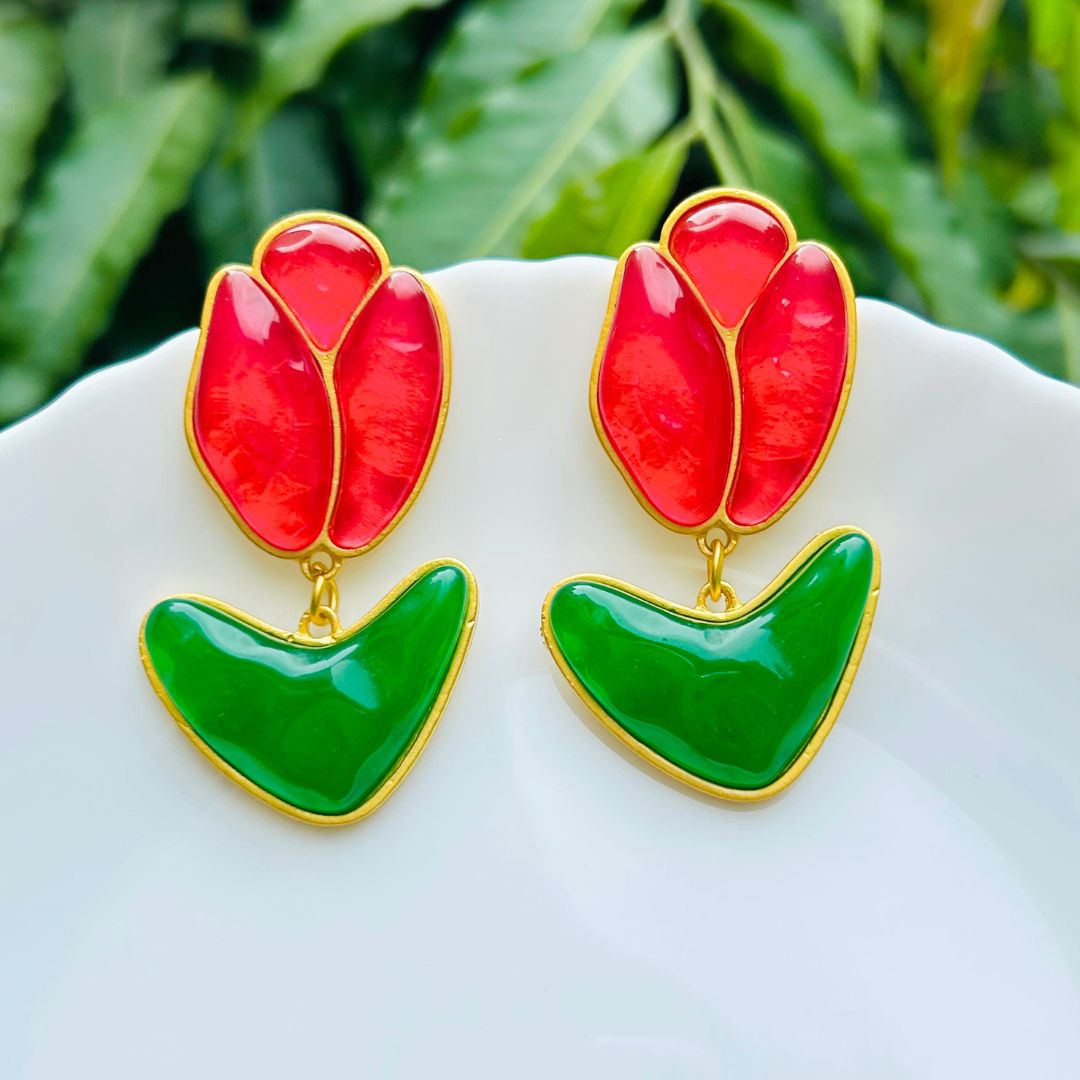 Rose Leaf Drop Earrings