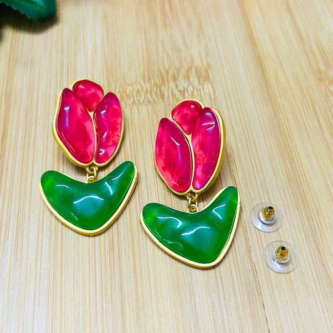 Rose Leaf Drop Earrings