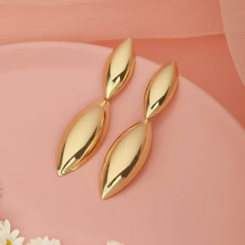 Metallic Layered Tear Drop Earring