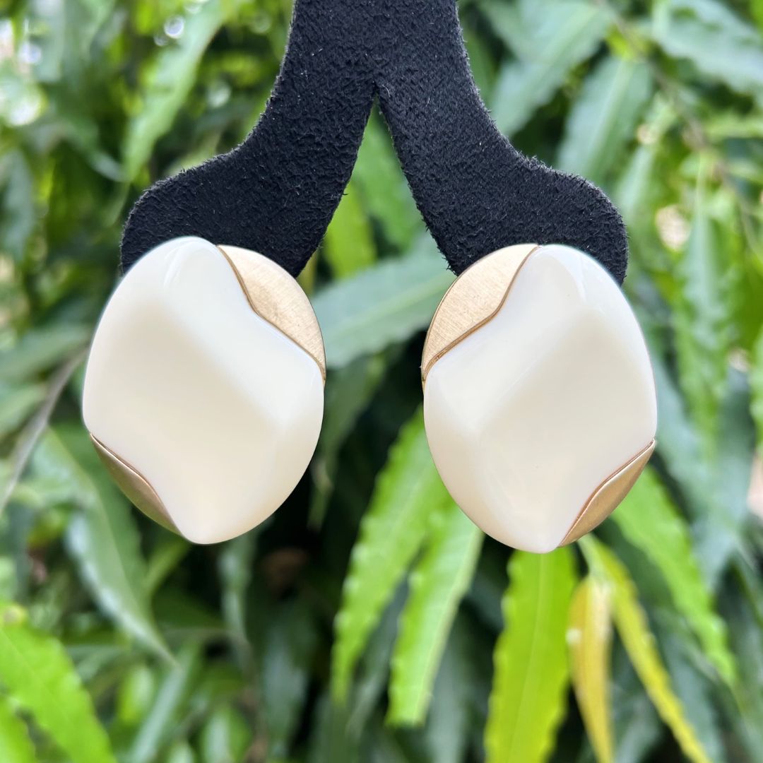 White Enamel Stud Earrings