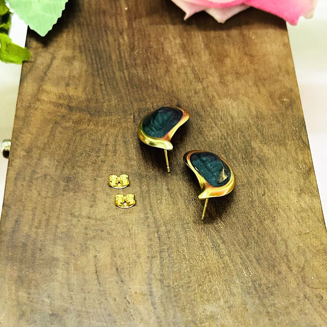 Black Golden Tear Drop Earrings