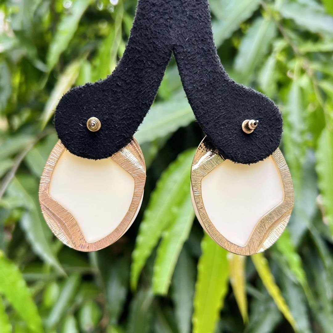 White Enamel Stud Earrings