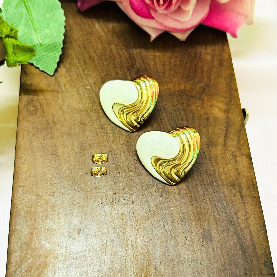 Candy White Heart Stud Earrings