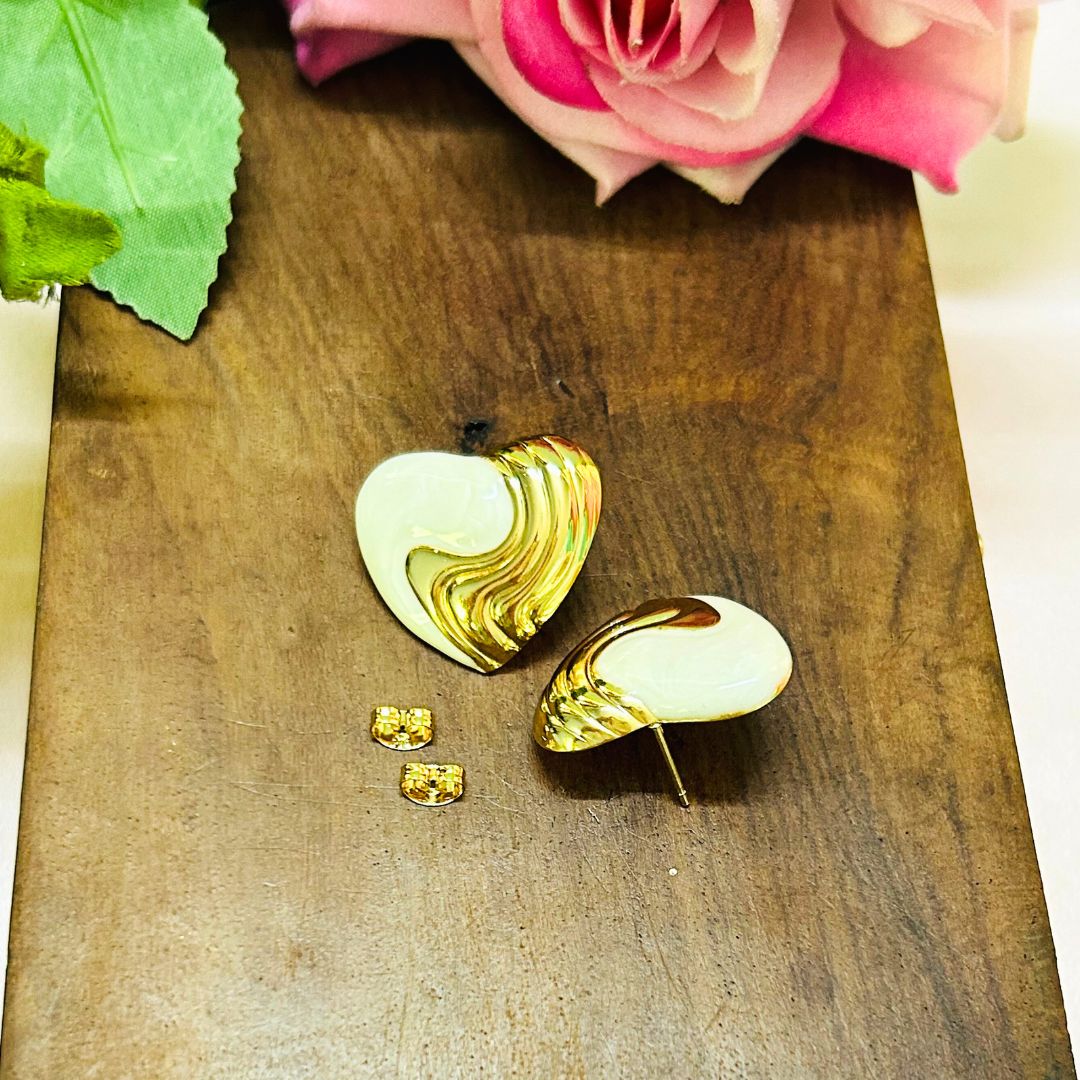Candy White Heart Stud Earrings