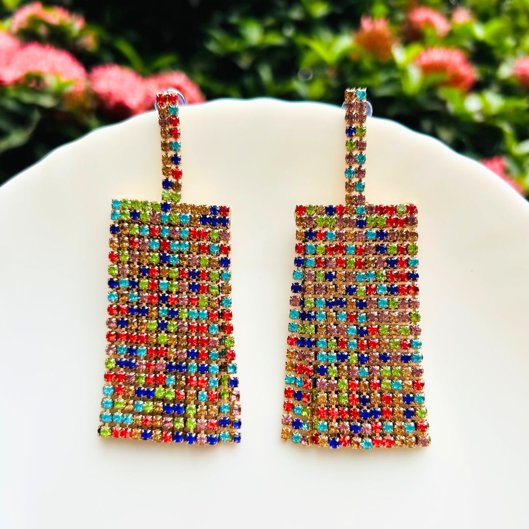 Rainbow Stone Drop Earrings
