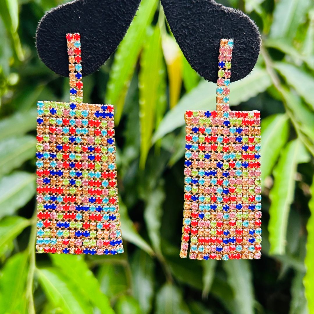 Rainbow Stone Drop Earrings