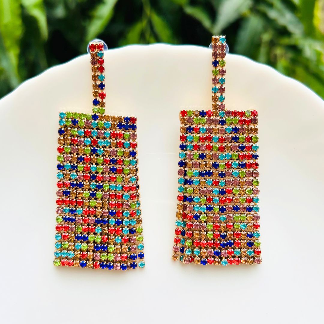 Rainbow Stone Drop Earrings