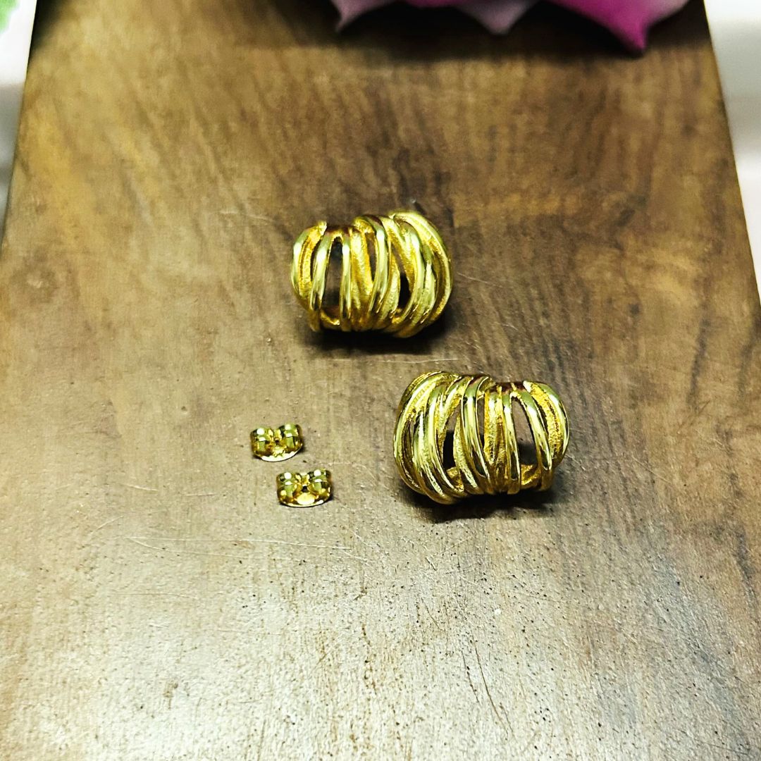 Spiral Golden Hoop Earrings