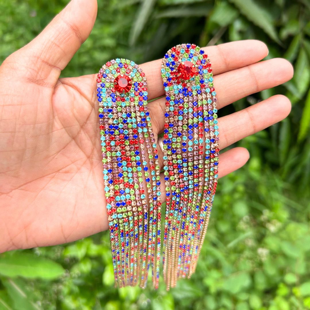 Multi Stone Party Drop Earrings