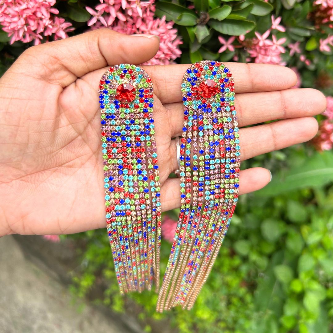 Multi Stone Party Drop Earrings