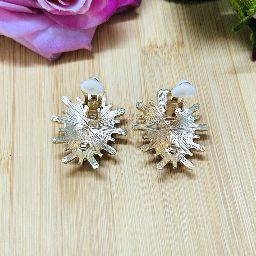 Sunburst Wine Red Drop Stud Earrings