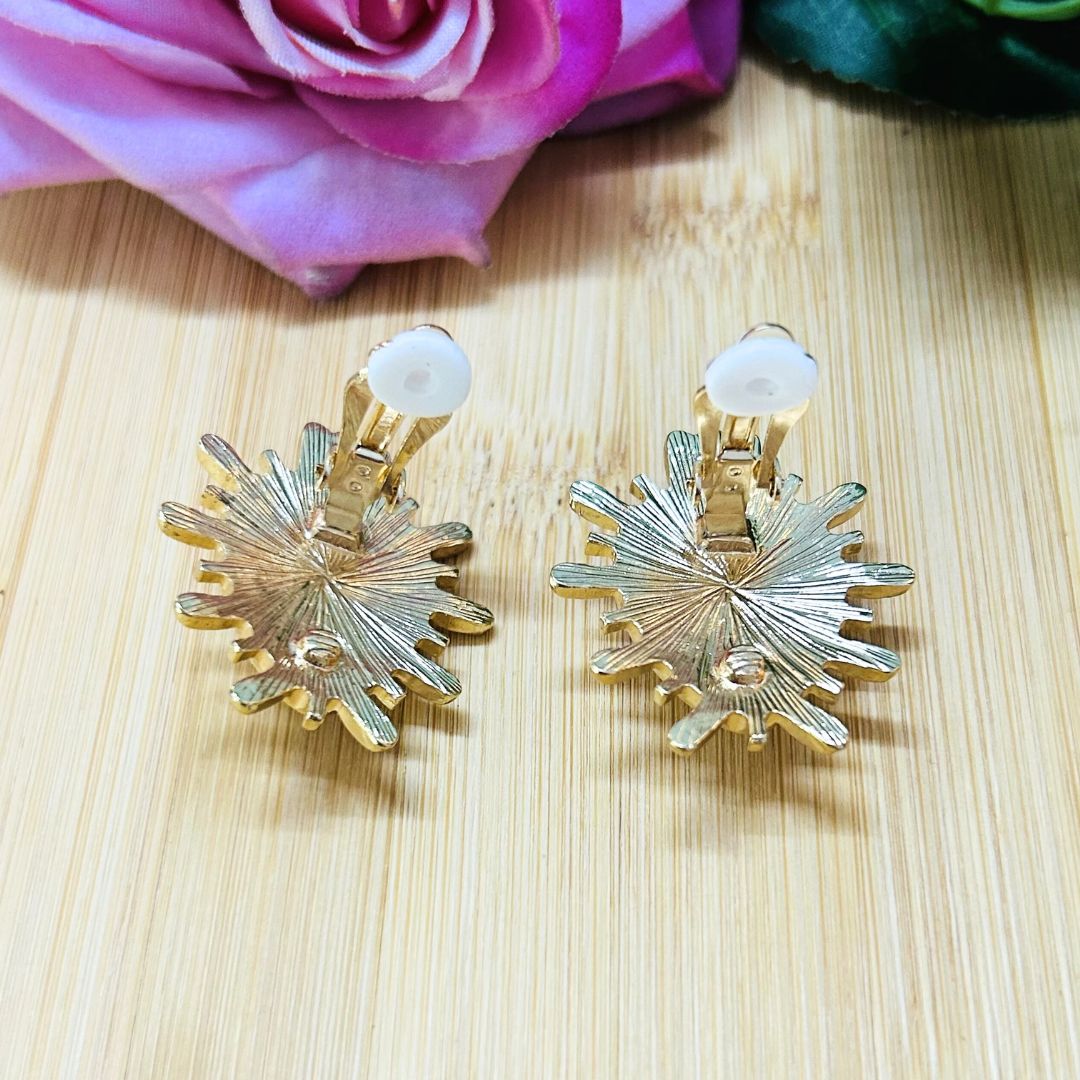 Sunburst White Drop Stud Earrings