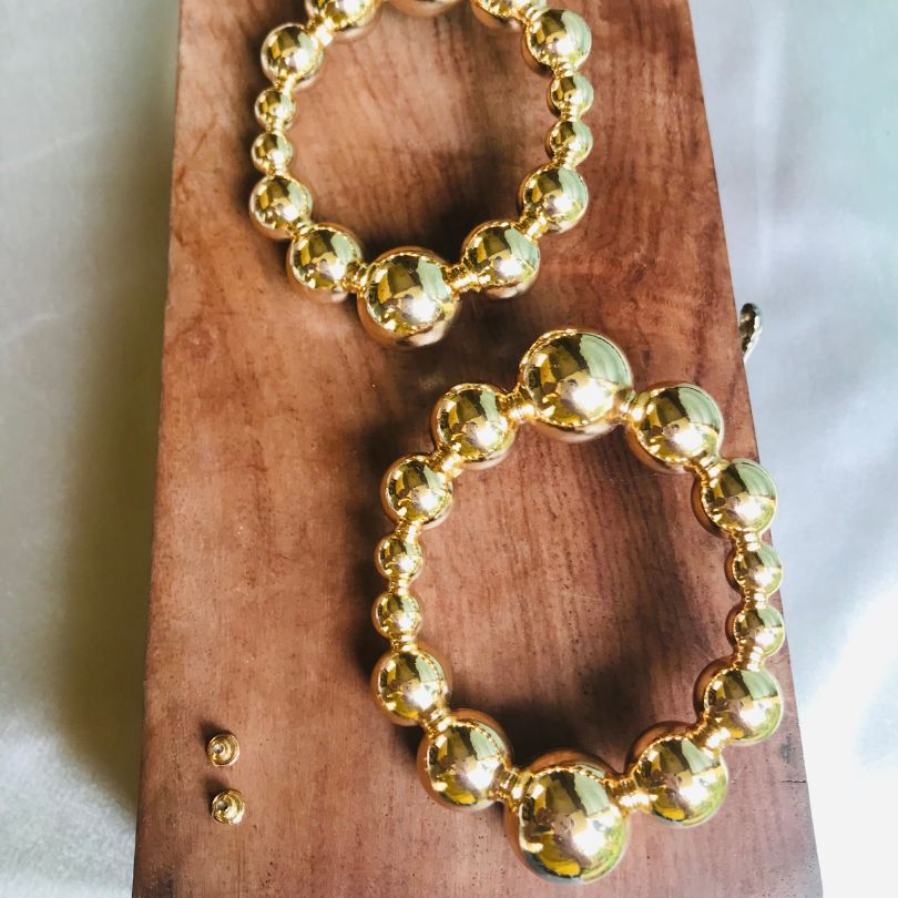 Golden Ball Statement Earrings