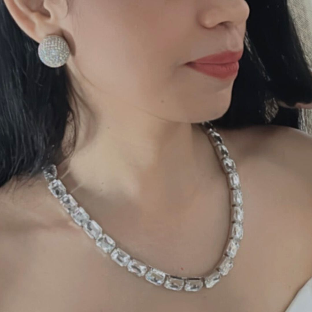 Statement Rhinestone Necklace Set