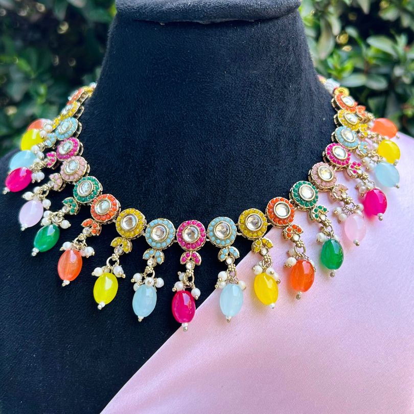 Shivani Multicolor  Kundan Necklace Set