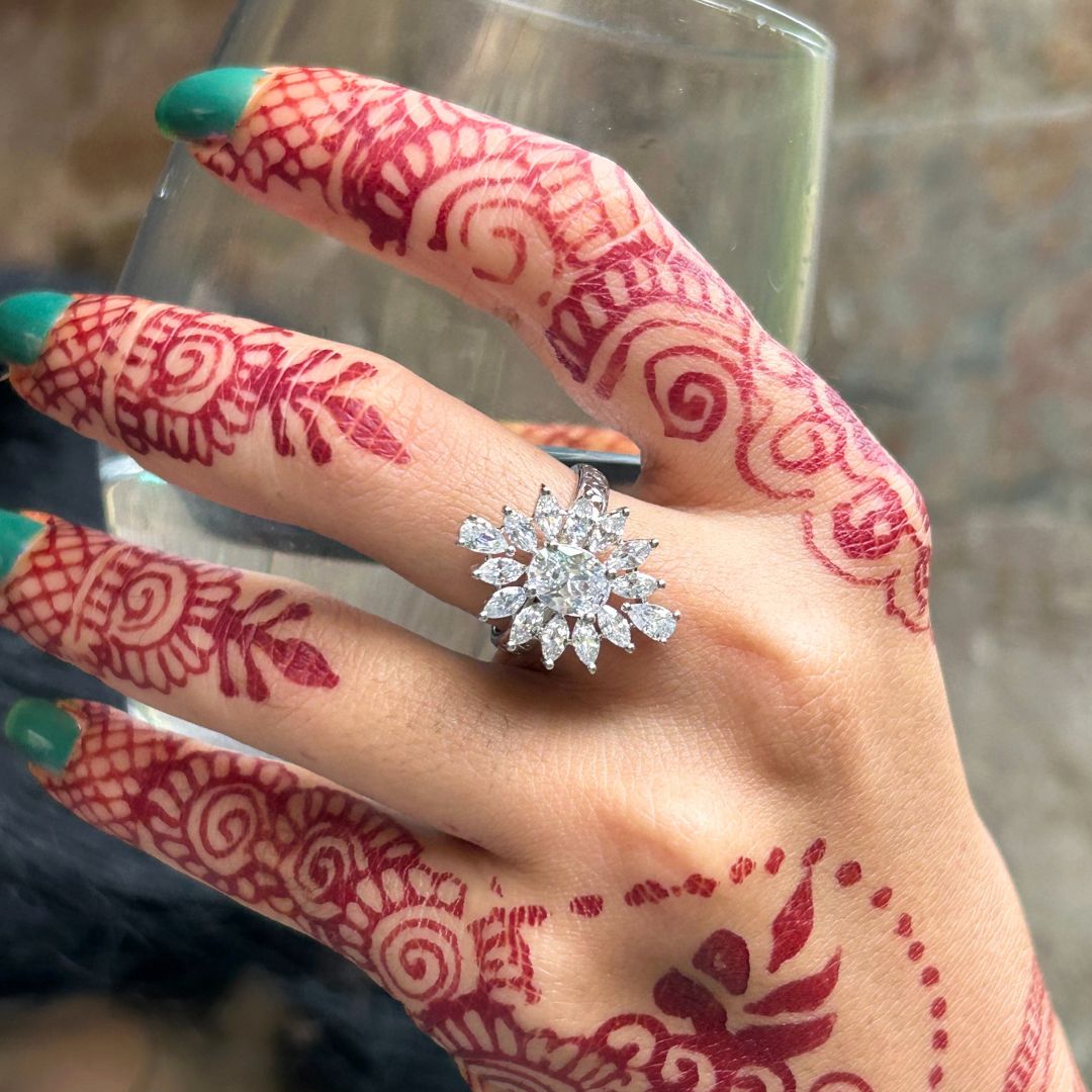 Lily Silver CZ American Diamond Finger - Ring