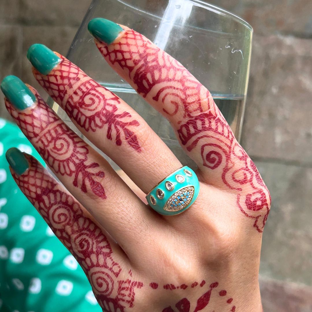 Turquoise Evil Eye Finger Ring