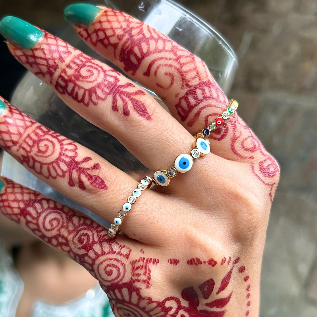 Evil Eye Adjustable Finger- Ring (Set of 3)