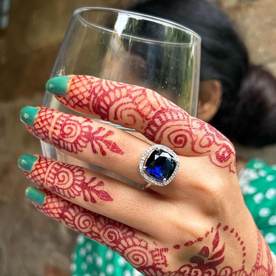 Navy Blue Square AD Finger- Ring