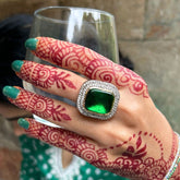 American Diamond Kundan Emerald Ring