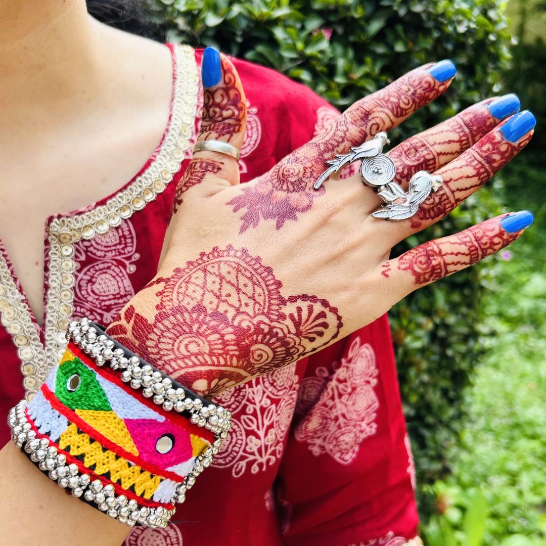 Love-birds Oxidised Adjustable Finger Ring