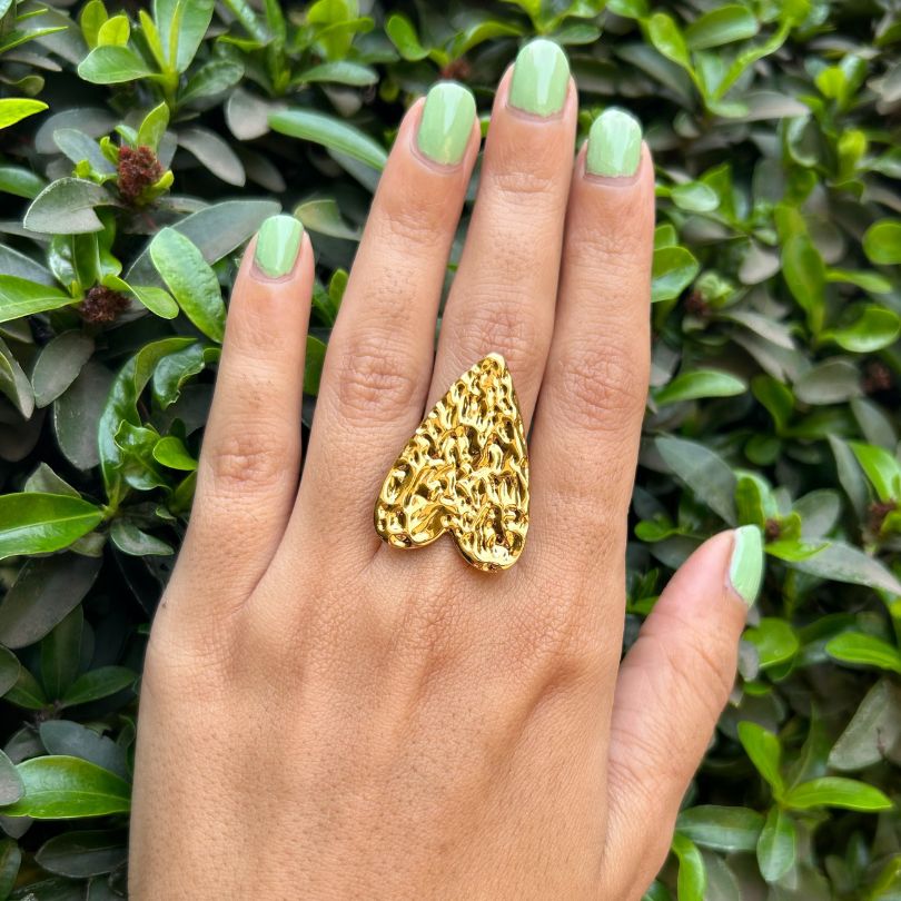 Textured Heart Finger Ring