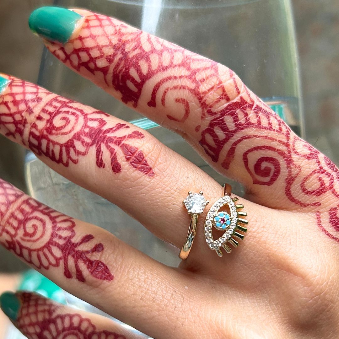 LAIDA Lashed Evil Eye Adjustable Finger- Ring