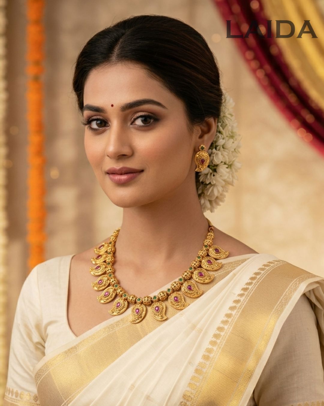 Meenakshia Antique Golden Necklace Set