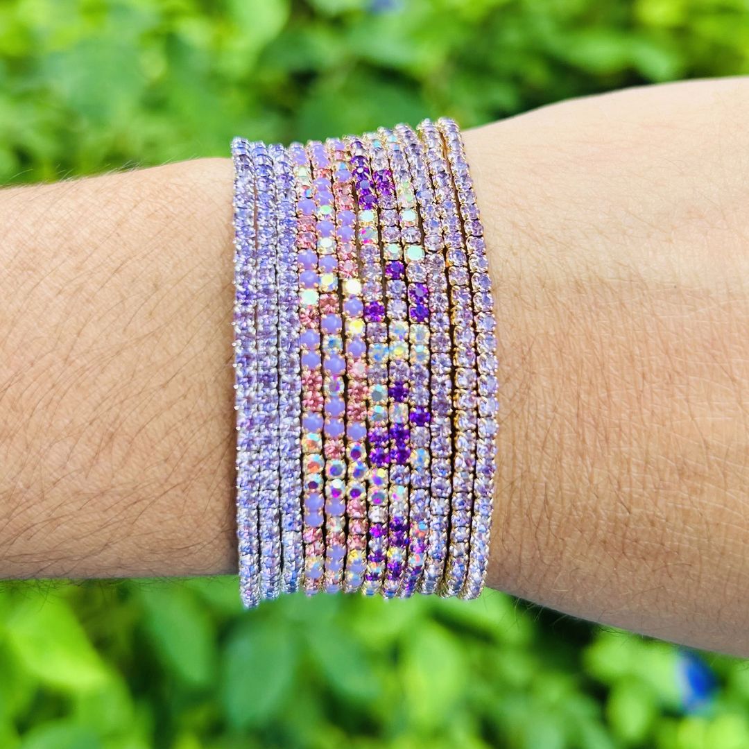 50 Shades of Purple Stretchable Bracelet  Set - Pack of 12