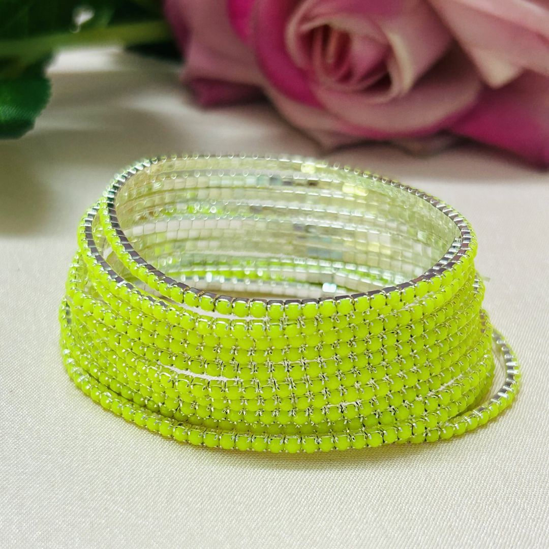 Stretchable Neon Silver Plated Bracelet - Pack of 12