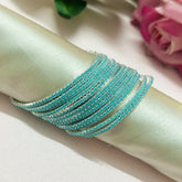 Stretchable Icy Blue Silver Plated Bracelet - Pack of 12