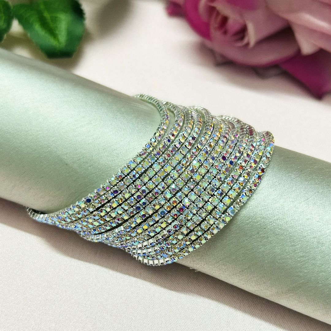 Stretchable Diamond Mist Silver Plated Bracelet - Pack of 12