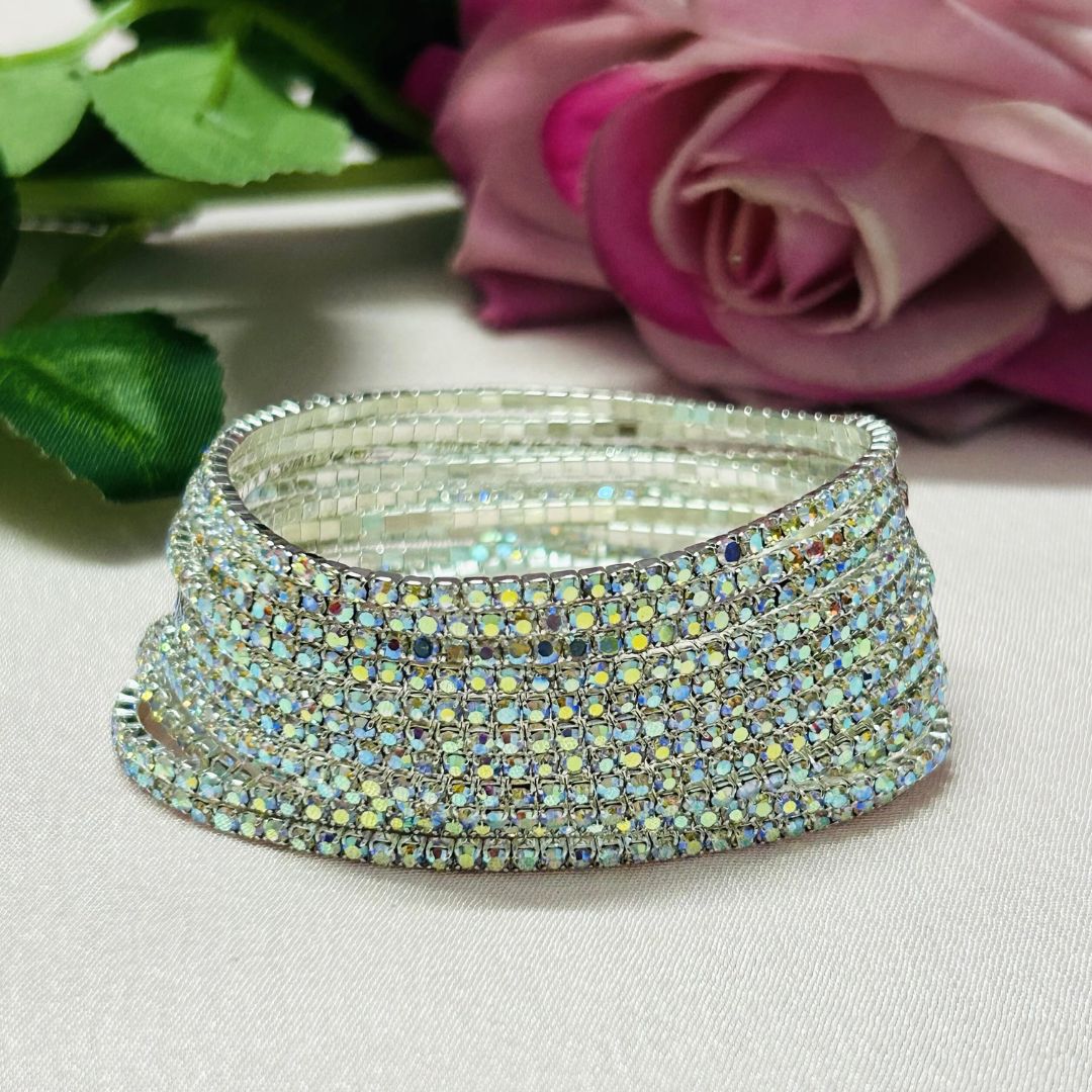 Stretchable Diamond Mist Silver Plated Bracelet - Pack of 12