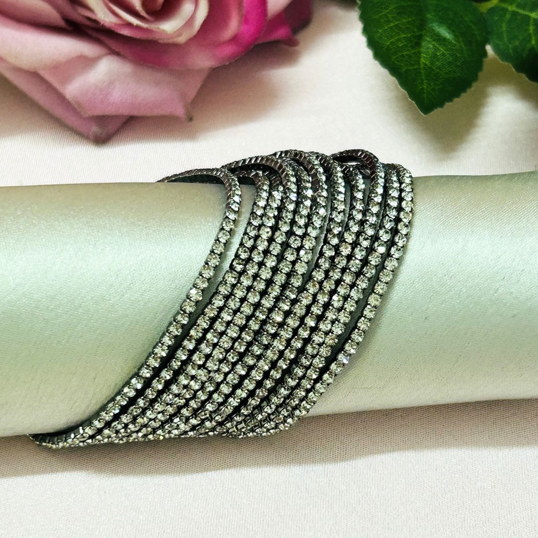 Stretchable Silver Shine Rhodium- Plated Bracelet - Pack of 12