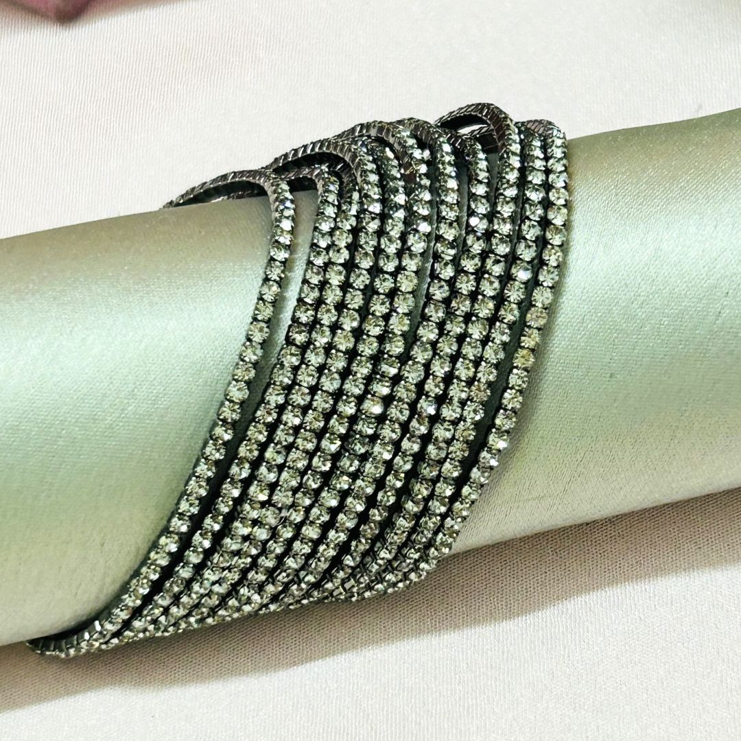 Stretchable Silver Shine Rhodium- Plated Bracelet - Pack of 12