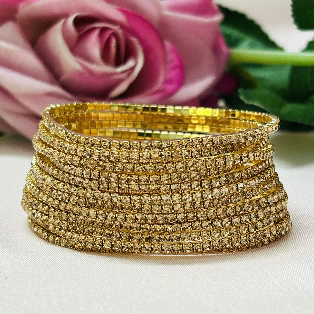 Stretchable Rose Glow Gold Plated Bracelet - Pack Of 12
