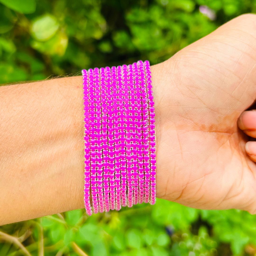 Stretchable Pastel Lilac Silver Plated Bracelet - Pack of 12