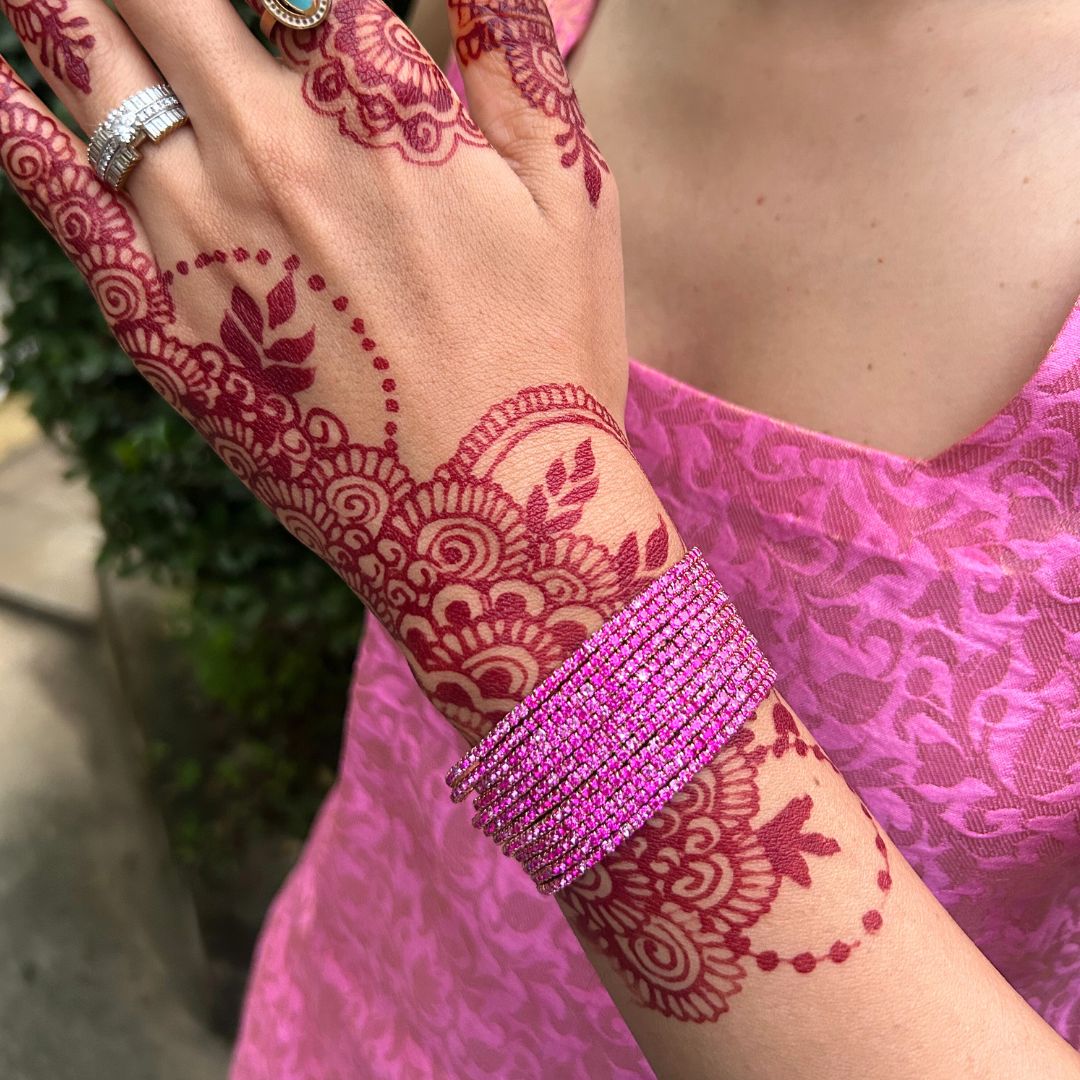 Stretchable Fuschia Pink Gold - Plated Bracelet - Pack of 12