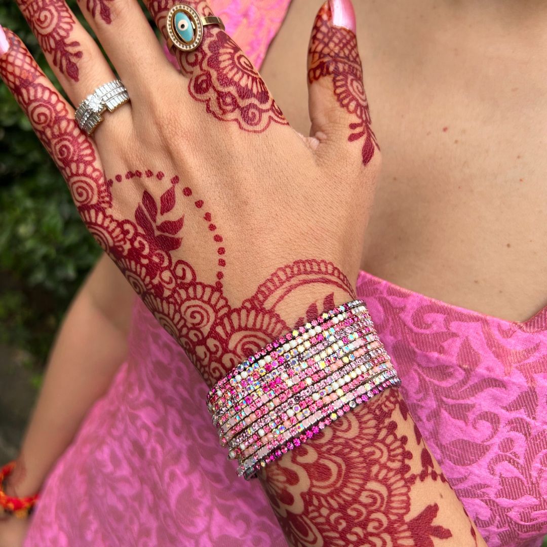 50 Shades of Pink Stretchable Bracelet  Set - Pack of 12