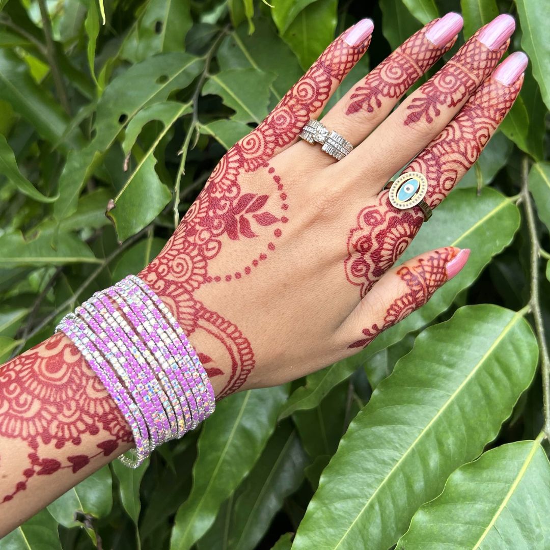 Stretchable Lavender Sparkle Silver Plated Bracelet - Pack of 12