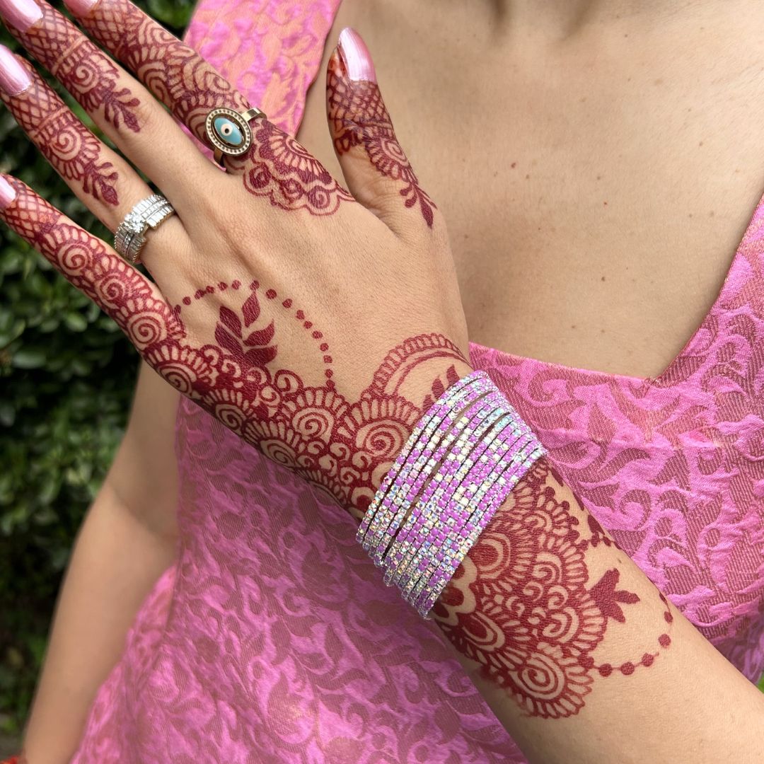 Stretchable Lavender Sparkle Silver Plated Bracelet - Pack of 12