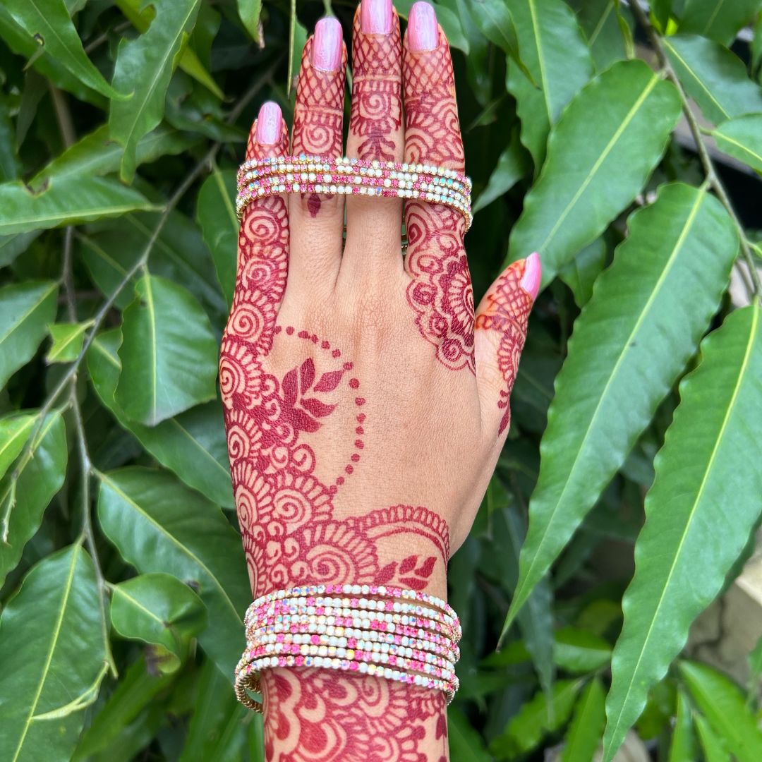 Stretchable Pink White Moonstone Gold- Plated Bracelet - Pack of 12