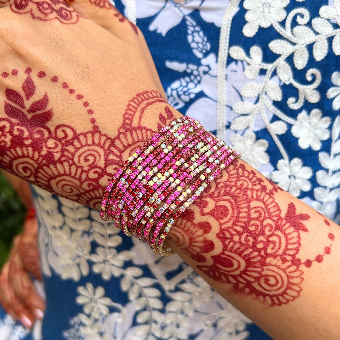 Stretchable Rose Gold Sparkle Gold - Plated Bracelet - Pack of 12