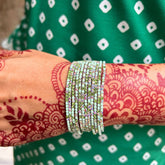 Stretchable Lime Green Bracelet Silver Plated - Pack of 12